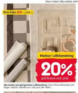 Rusta Alla mattor och gångmattor i ullblandning erbjuda