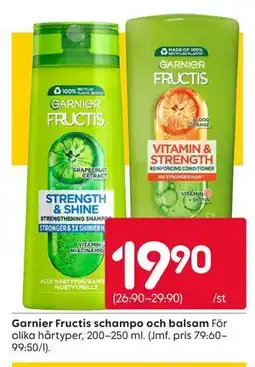 Rusta Garnier Fructis schampo och balsam erbjuda