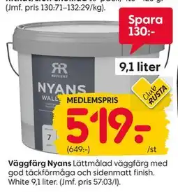 Rusta Väggfärg Nyans, Medlemspris erbjuda