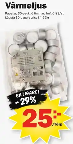 Pekås Värmeljus erbjuda