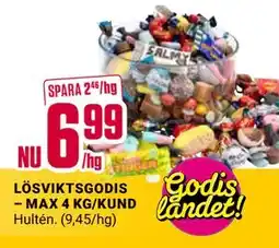 ÖoB LÖSVIKTSGODIS – MAX 4 KG/KUND erbjuda