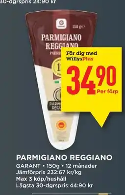 Willys PARMIGIANO REGGIANO, Medlemspris erbjuda