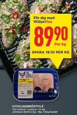 Willys KYCKLINGBRÖSTFILÉ, Medlemspris erbjuda