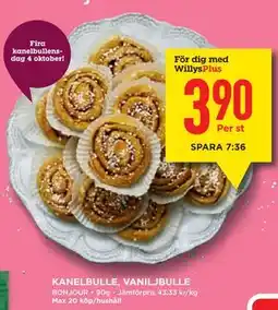 Willys Hemma KANELBULLE, VANILJBULLE, Medlemspris erbjuda