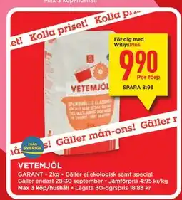 Willys Hemma VETEMJÖL, Medlemspris erbjuda