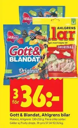 ICA Kvantum Gott & Blandat, Ahlgrens bilar erbjuda