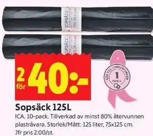 ICA Kvantum Sopsäck 125L erbjuda