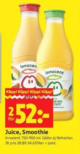 ICA Kvantum Juice, Smoothie erbjuda