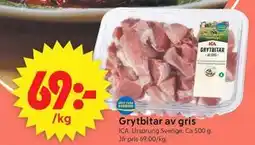ICA Supermarket Grytbitar av gris erbjuda