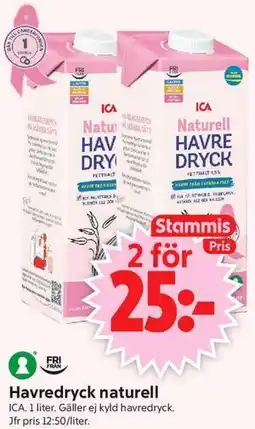 ICA Supermarket Havredryck naturell, Medlemspris erbjuda