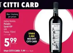 Citti Paladin Syrah IGP, EUR 7.99, Medlemspris erbjuda