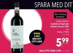Citti Castello di Querceto Chianti Classico DOP, EUR 8.99, Medlemspris erbjuda
