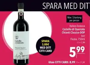 Castello di Querceto Chianti Classico DOP, EUR 8.99, Medlemspris