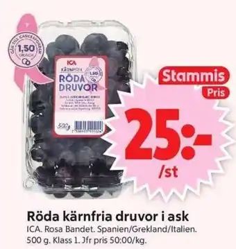 ICA Supermarket Ica röda kärnfria druvor erbjuda