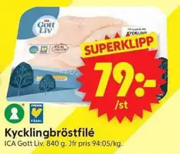 ICA Supermarket Ica gott liv kycklingbröstfilé erbjuda