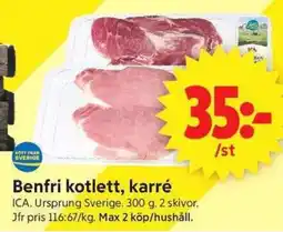 ICA Supermarket ICA Benfri kotlett, karré erbjuda