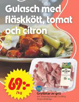 ICA Supermarket ICA grytbitar av gris erbjuda