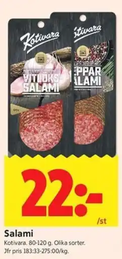 ICA Kvantum Kotivara salami erbjuda