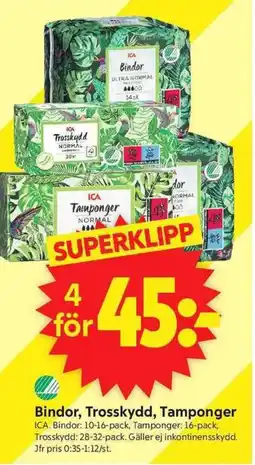 ICA Supermarket Ica bindor trosskydd tamponger erbjuda