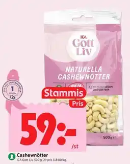 ICA Kvantum Ica gott liv cashewnötter erbjuda