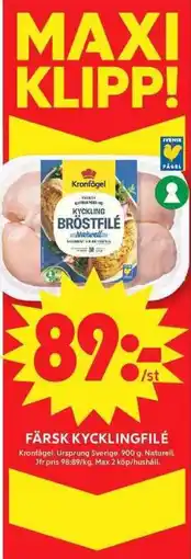 ICA Maxi Kronfågel färsk kycklingfilé erbjuda