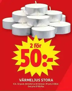ICA Maxi Värmeljus stora erbjuda