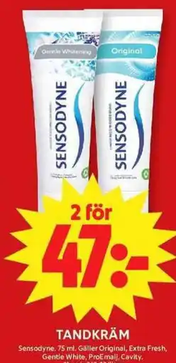 ICA Maxi Sensodyne tandkräm erbjuda