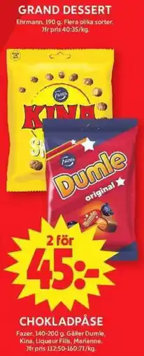 ICA Maxi Fazer chokladpåse erbjuda