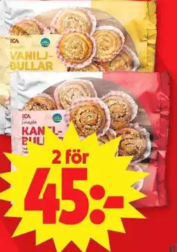 ICA Maxi Ica vaniljbullar kanelbullar erbjuda