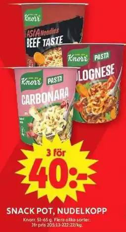ICA Maxi Knorr snack pot, nudelkopp erbjuda