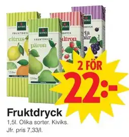 Matöppet Kiviks Fruktdryck erbjuda