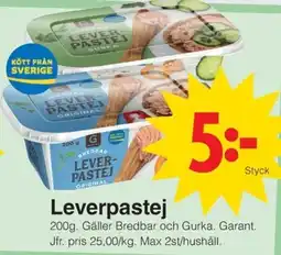 Matöppet Breddbar leverpastej erbjuda