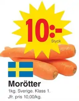 Matöppet Morötter erbjuda