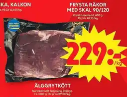 ICA Maxi Frysta räkor med skal 90/120 erbjuda