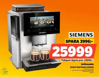 Power Siemens kaffemaskin smart dual bean-system erbjuda