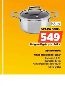 Power håws gryta med lock erbjuda