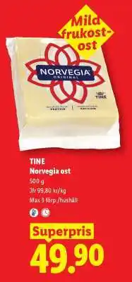 Lidl Tine Norvegia ost erbjuda