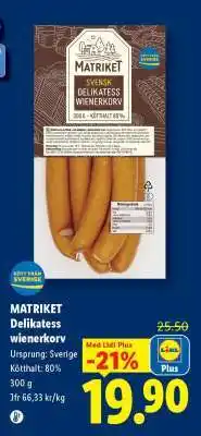 Lidl Matriket Delikatess Wienerkorv erbjuda