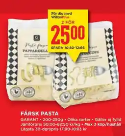 Willys Färsk Pasta erbjuda