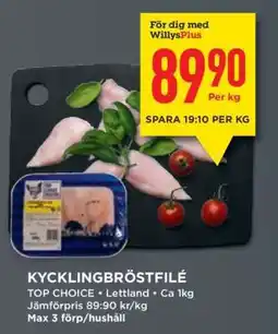 Willys KYCKLINGBRÖSTFILÉ erbjuda