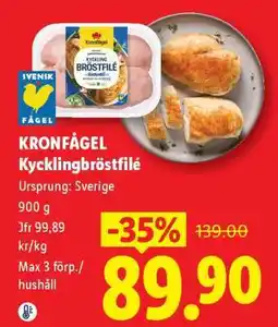 Lidl Kronfågel Kycklingbröstfilé erbjuda
