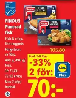 Lidl FINDUS Panerad fisk erbjuda