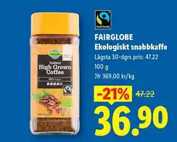 Lidl FAIRGLOBE Ekologiskt snabbkaffe erbjuda