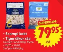 Nya Pulsen Garden Food Scampi kokt Tigerräkor råa erbjuda