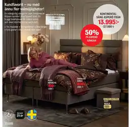 Mio Hilding Anders kontinental-säng asperö erbjuda