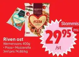 Nya Pulsen Wernerssons riven ost pizza mozzarella erbjuda