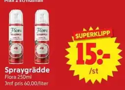 Nya Pulsen Flora spraygrädde erbjuda