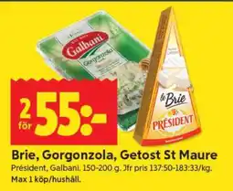 ICA Supermarket BRIE, GORGONZOLA, GETOST ST MAURE erbjuda