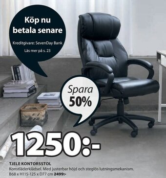 JYSK Tjele Kontorsstol 68x115-125x77 cm erbjuda