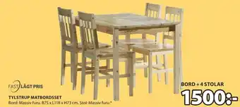 JYSK Tylstrup Matbordsset B75 x L118 x H73 cm + 4 Stolar erbjuda